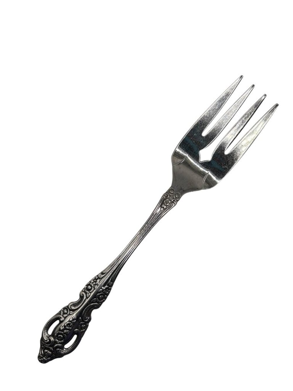 Oneida Silver Renoir-Pembrooke Stainless Steel Pierced Serving Fork Floral Desig